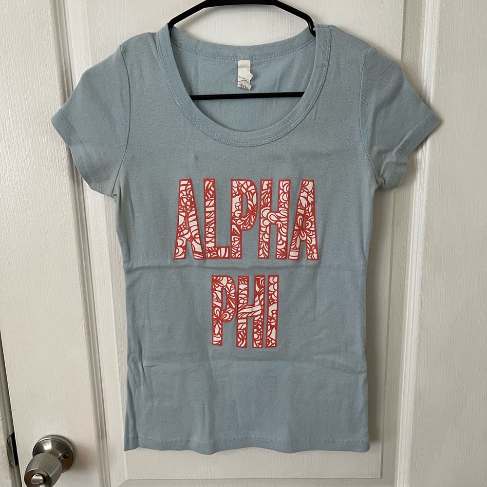 Alpha Phi Light Blue Short Sleeve Tee